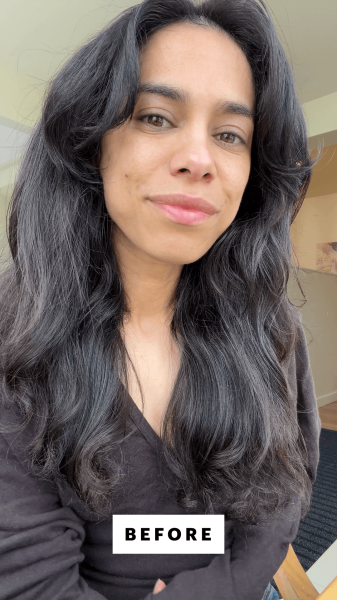 Shipin before applying the Ilia Sun Serum Mineral Sunscreen SPF 50