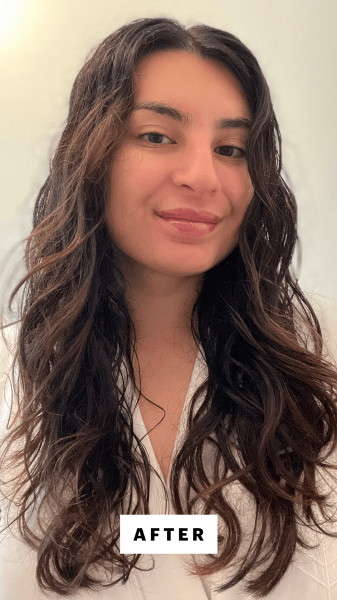 Hussein after diffusing her hair with the GHD diffuser